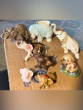 8 a Assorted Ceramic Elephant Figurines - Multicolor Set